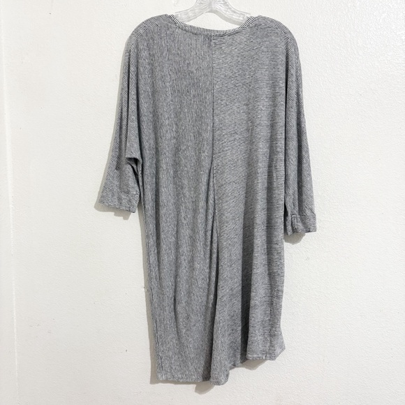 Hatch Maternity The Maley T-Shirt Linen Mini Dress in Black & White Micro Stripe - Picture 5 of 9